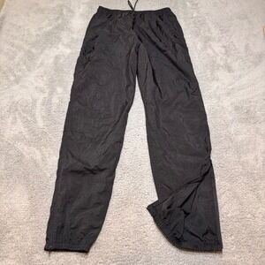 Vintage Nike Track Pants Mens Medium Black Nylon Ankle Zip 90s Embroidered Logo